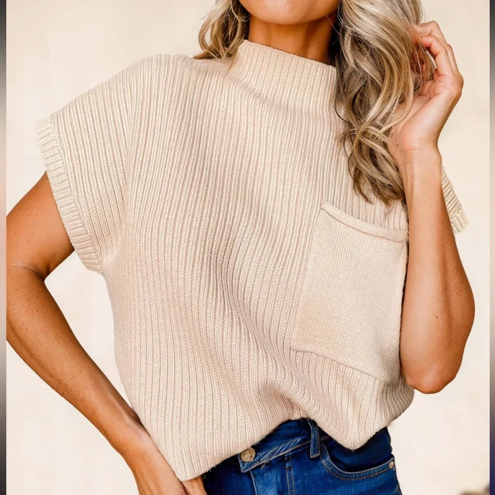 Cozy Mock Cowl Neck Dolman Sleeve Knit Sweater Top - Picture 1 of 6